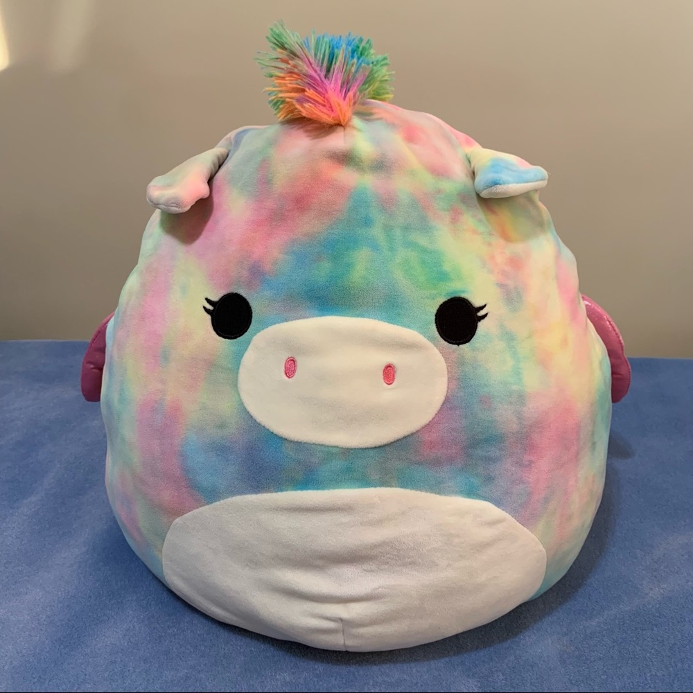 Squishmallows Rainbow Tie-Dye Unicorn Plush - Pastel Blue Pink Yellow Green